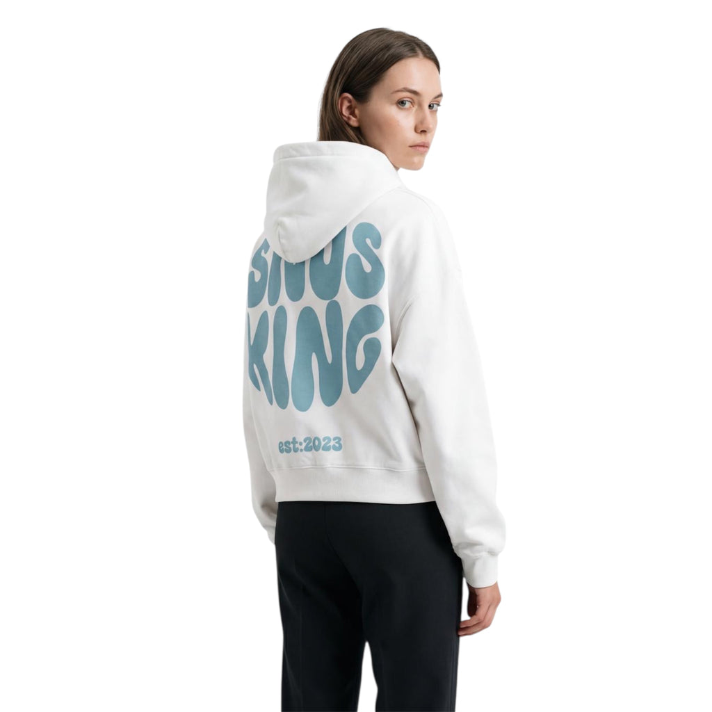 Blue graphic unisex boxy fit hoodie